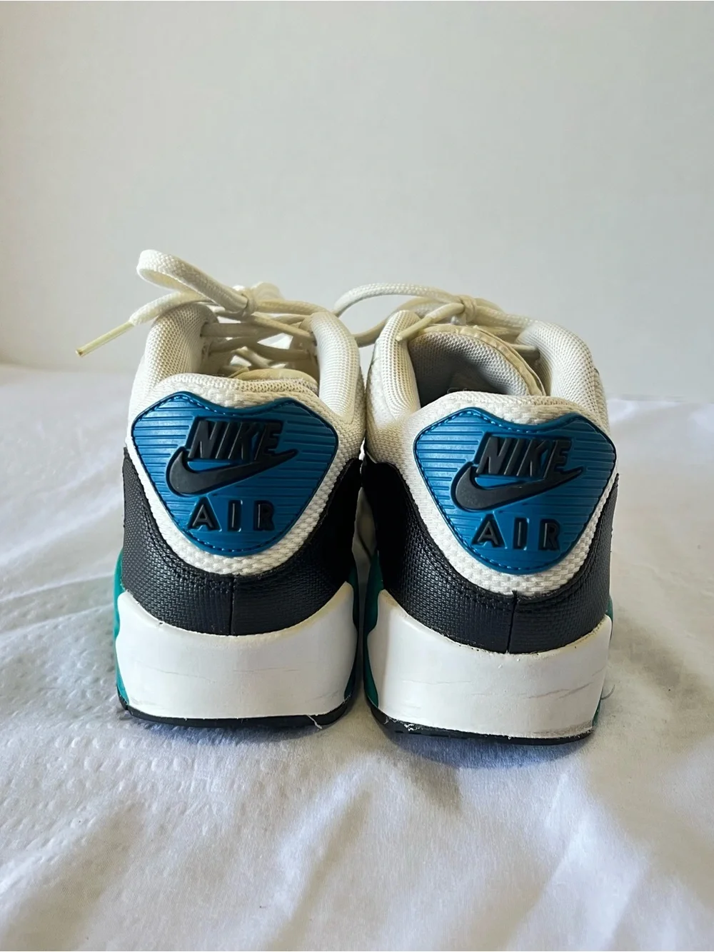 Nike Kids White and Teal Lace-Up Sneakers